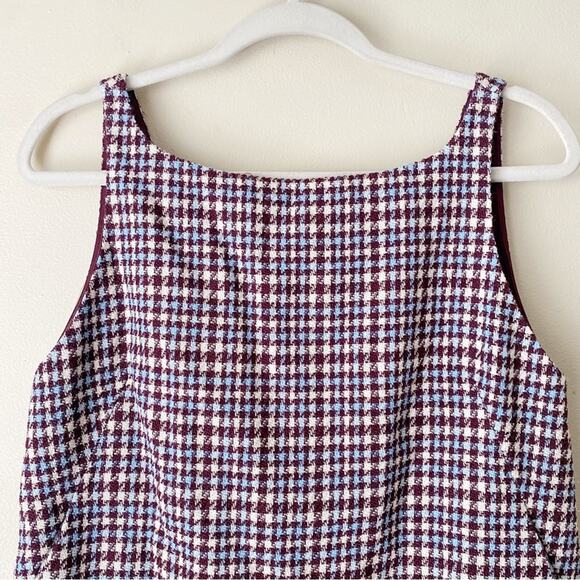 Rebecca Taylor | Techy Houndstooth Shift Mini Dress Wool Maroon White Size 4 - Picture 3 of 8